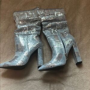 Silver Sequin Women's Boots
